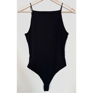 H&M • L • Ribbed Scoop Back Spaghetti-Strap Square Neck One-Piece Thong Bodysuit